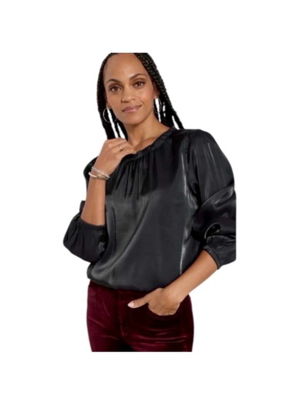 Cloth & Stone from Evereve Ladies Small Black Shimmer Blouse